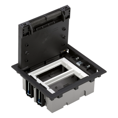 Podlahová zásuvka 2x 250V/16A, 4x RJ45 cat.6, barva grafitově-šedá, pro lité podlahy