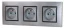 Zásuvky v rámečku pod omítku, 3x 250V/16A, šedé barvy s černým ozdobným rámem