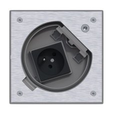 Podlahová nerezová zásuvka 1x 250V, zámek na imbusový klíč, IP66, 135x135 mm, pro lité podlahy