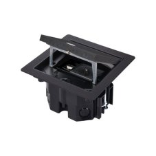 Robustní podlahová zásuvka 1x 250V/16A + 1x port RJ45 cat.6, jednoduchý zámek, krytí IP66, pro zvýšené podlahy, barva černá matná
