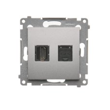 Zásuvka HDMI + dátová RJ45 cat. 6 (zariadenie s krytom), Simon 54, farba strieborná metalizovaná
