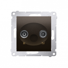 Anténní zásuvka R-TV koncová oddělená útlum:1dB hnědá matná, metalizovaná