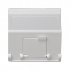 Kryt dátovej zásuvky K45 pre adaptéry MD jednoduchý uhlový s krytmi 45 × 45 mm čisto biely