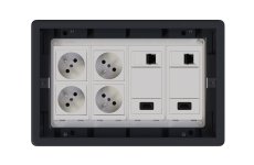 Podlahová zásuvka 4x 250V/16A + 2x RJ45 cat.6 + 2x HDMI, barva boxu grafitově-šedá, s pouzdrem pro lité podlahy