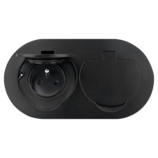 Hermetická zásuvka oválná, 2x 230V, IP55, pod omítku, barva černá