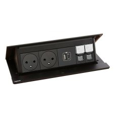 Pop-up blok INCARA 2x zásuvka 250V surface, 1x USB A+C nabíječka 15W, 2x RJ45 cat.5, montážní rám, barva černá, kabel 2m