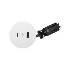 Vstavaná stolná USB A + C nabíjačka 18W, QC 3.0, priemer 60 mm, napájací kábel 2m, farba biela matná