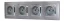Zásuvky v rámčeku pod omietku, 4x 250V/16A, šedej farby so strieborným lesklým ozdobným rámom