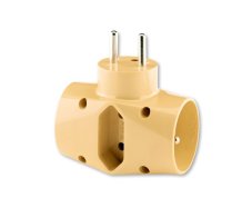 Adaptor trojnásobný, 2x(2P+PE), farba béžová