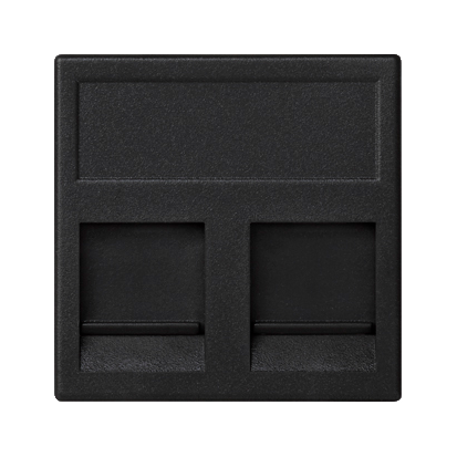Kryt datové zásuvky K45 BELGENCDT dvojitá plochá s kryty 45×45mm grafitově-šedá