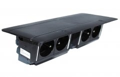 Pop-up blok 4x zásuvka 230V, čierna matná, kábel 2m