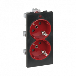 Dvojzásuvka CIMA SCHUKO s indikáciou napätia 16A 250V skrutkové svorky 108×52mm červená grafitovo-sivá