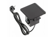 Zásuvka zápustná FLIP s odklápacím krytom, 1x 250V, 2x USB-A nabíjačka, 1x RJ45 cat.6, 1x HDMI, kábel 1.5m, farba čierna