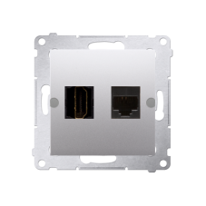 Zásuvka HDMI + dátová RJ45 cat. 6 (zariadenie s krytom), Simon 54, farba strieborná metalizovaná