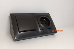 Rohová zásuvka 1x 250V/16A s vypínačem, barva antracitová metalíza, bez kabelu