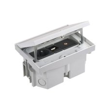 Robustní podlahová zásuvka 1x 250V/16A + 1x port RJ45 cat.6 + 1x TV zásuvka, jednoduchý zámek, krytí IP66, pro lité podlahy, barva šedá matná
