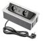 Výklopná zásuvka 2x 230V, 2x USB A+C nabíjecí 15W, barva stříbrná (hliník), kabel o délce 1.5m