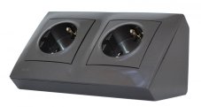 Rohová zásuvka 2x 250V (SCHUKO VERZE) , barva antracitová metalíza, bez kabelu