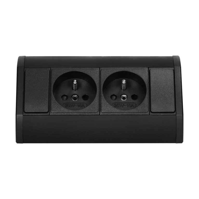 Rohová zásuvka 2x 230V, kabel 0,6m bez koncovky, barva černá