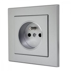 Zásuvky v rámečku pod omítku, 1x 230V/16A, barva stříbrná metalíza