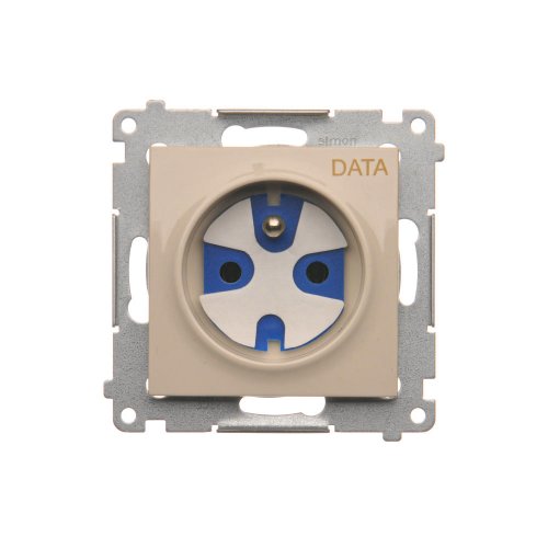 Zásuvka jednonásobná s uzemněním DATA s  klíčem pro rámečky Nature pro rámečky Premium (přístroj s krytem) 16A 250V, šroubové svorky, krémová