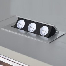 Stolný zásuvkový blok zapustený, 3x zásuvka, bez kábla, hliník