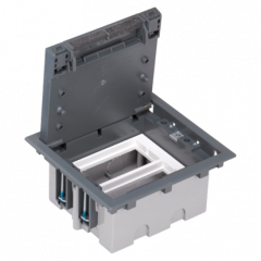 Podlahová krabice SF obdélníkový 4×K45 2×S500 93mm128mm šedá