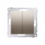 Přepínač dvojitý střídavý, s orientačním LED podsvětlením, řazení 6+6 So  (přístroj s krytem) 10AX 250V, šroubové svorky, zlatá matná, metalizovaná