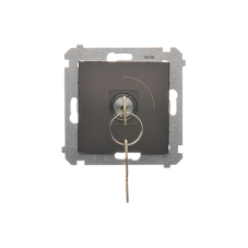 Simon Jednopólový kľúčový spínač - 2 polohy "0-I" (zariadenie s krytom) 5A 250V, na spájkovanie, hnedý matný, metalizovaný