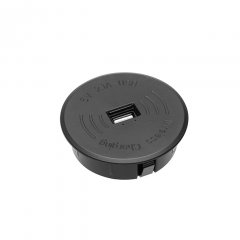 Černá vestavěná bezdrátová indukční nabíječka s USB portem + napájecí zdroj