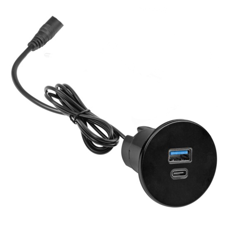 Vestavná nabíječka USB A+C 24W s napájecím adaptérem, barva černá