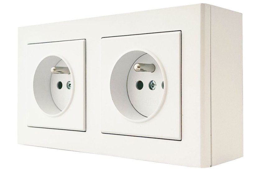Zásuvka na zeď SONATA, 2x 250V/16A, barva bílá matná