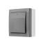 Spínač dvoupólový (přístroj s krytem), IP44, řazení 2, 10 A / 250 V~, šroubové svorky, Aquaclick, barva šedá