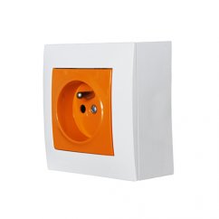 Zásuvkový blok nástenný 1x 250V / 16A bez kábla, farba bielo-oranžová