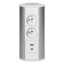 Rohový zásuvkový blok, 2x zásuvka 230V + 2x USB nabíječka A+C 5V, bílo-stříbrná barva