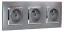 Zásuvky v rámečku pod omítku, 3x 250V/16A, šedé barvy se stříbrným lesklým ozdobným rámem