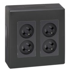 Nástěnný box S500, 2x dvojzásuvka 250V, bez kabelu, barva grafitově-šedá