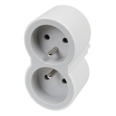 Rozdvojka 2x 2P+E, 16A, 3680W, clonky - barva světle šedá - bílá