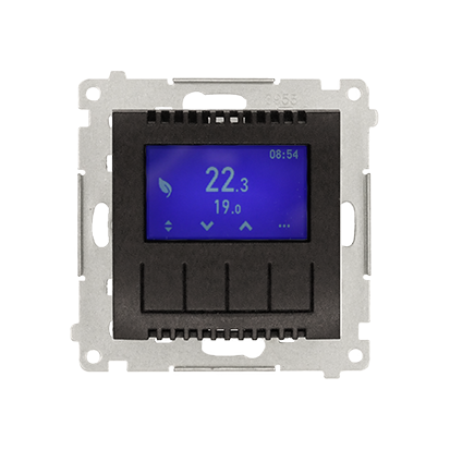 Termostat digitální programovatelný (přístroj s krytem), Simon 54, barva antracitová metalizovaná