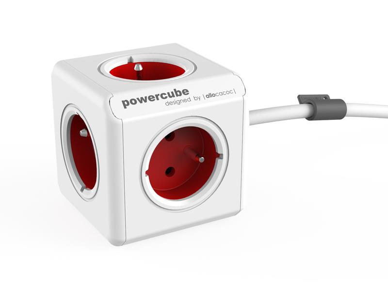 Zásuvka PowerCube EXTENDED s káblom 3m RED